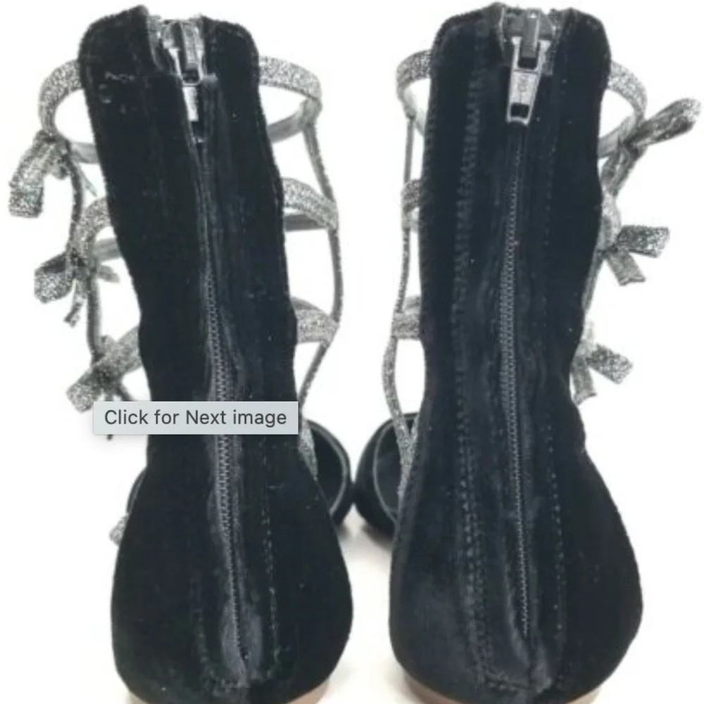 J. Crew Women's Velvet Bow Gladiator Flats - Size US 6 - Picture 4 of 8